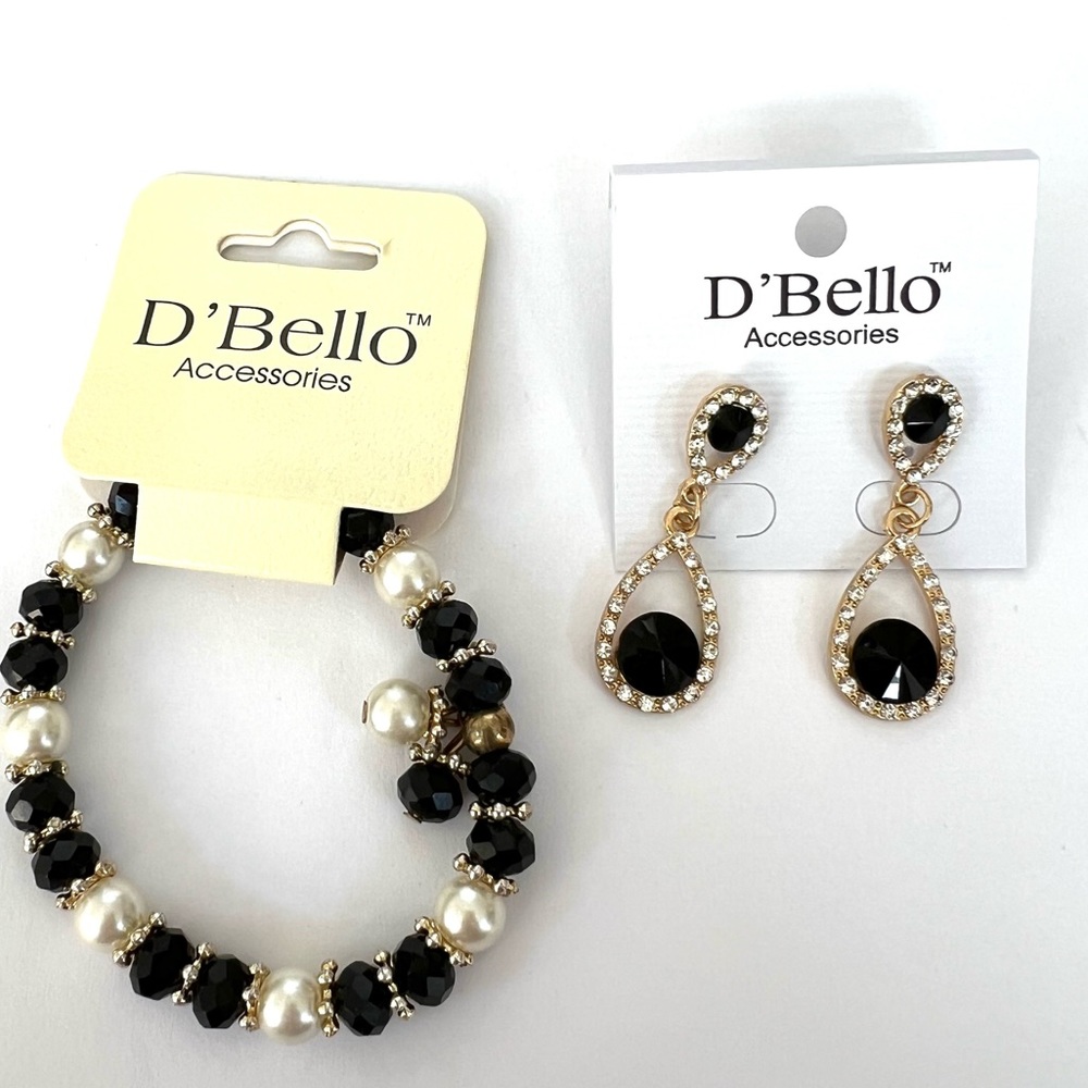 🆕 D’Bello stretch Bracelet & matching drop pierced earrings